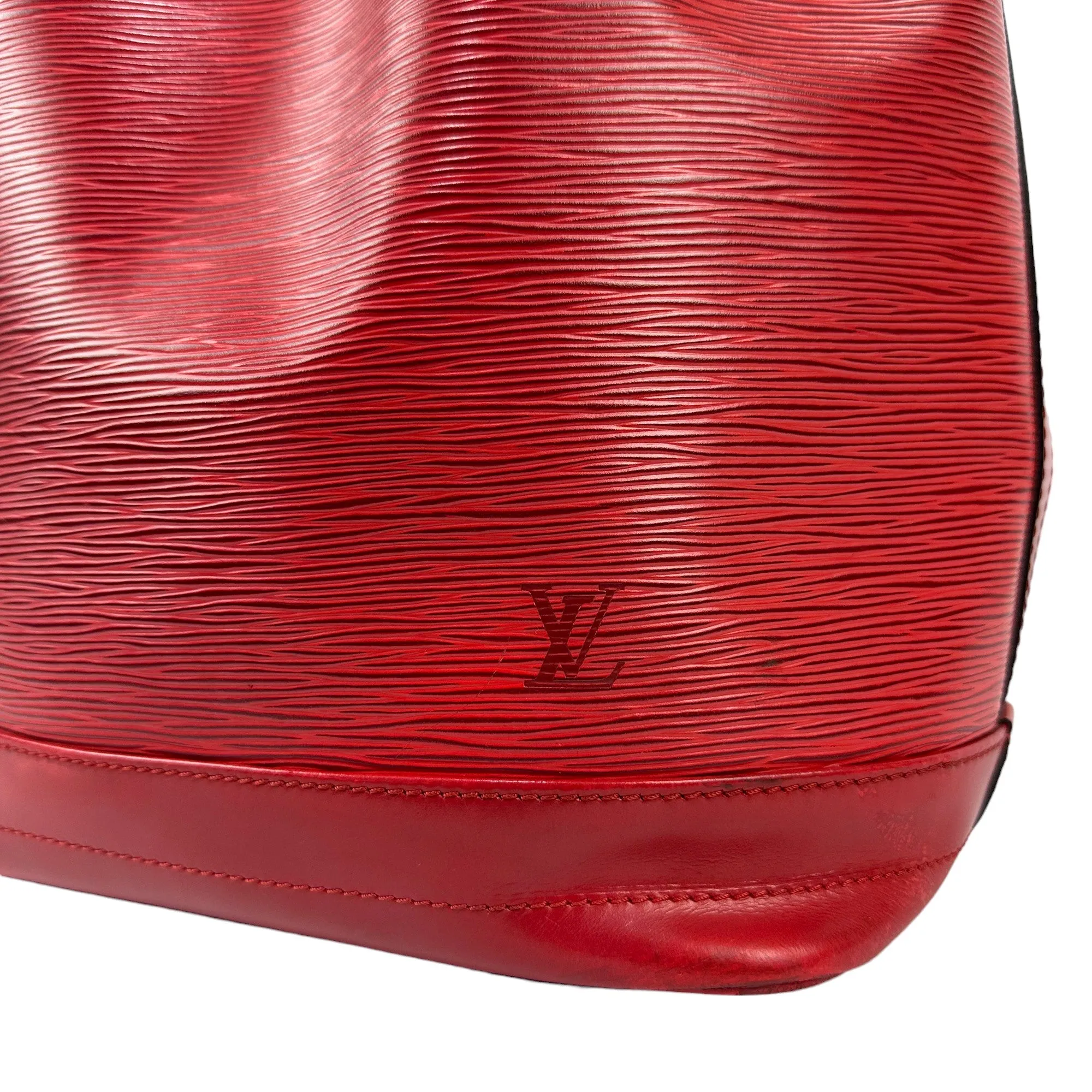 LOUIS VUITTON  Noe Red Epi and Leather Shoulder Tote Bag LHQ12