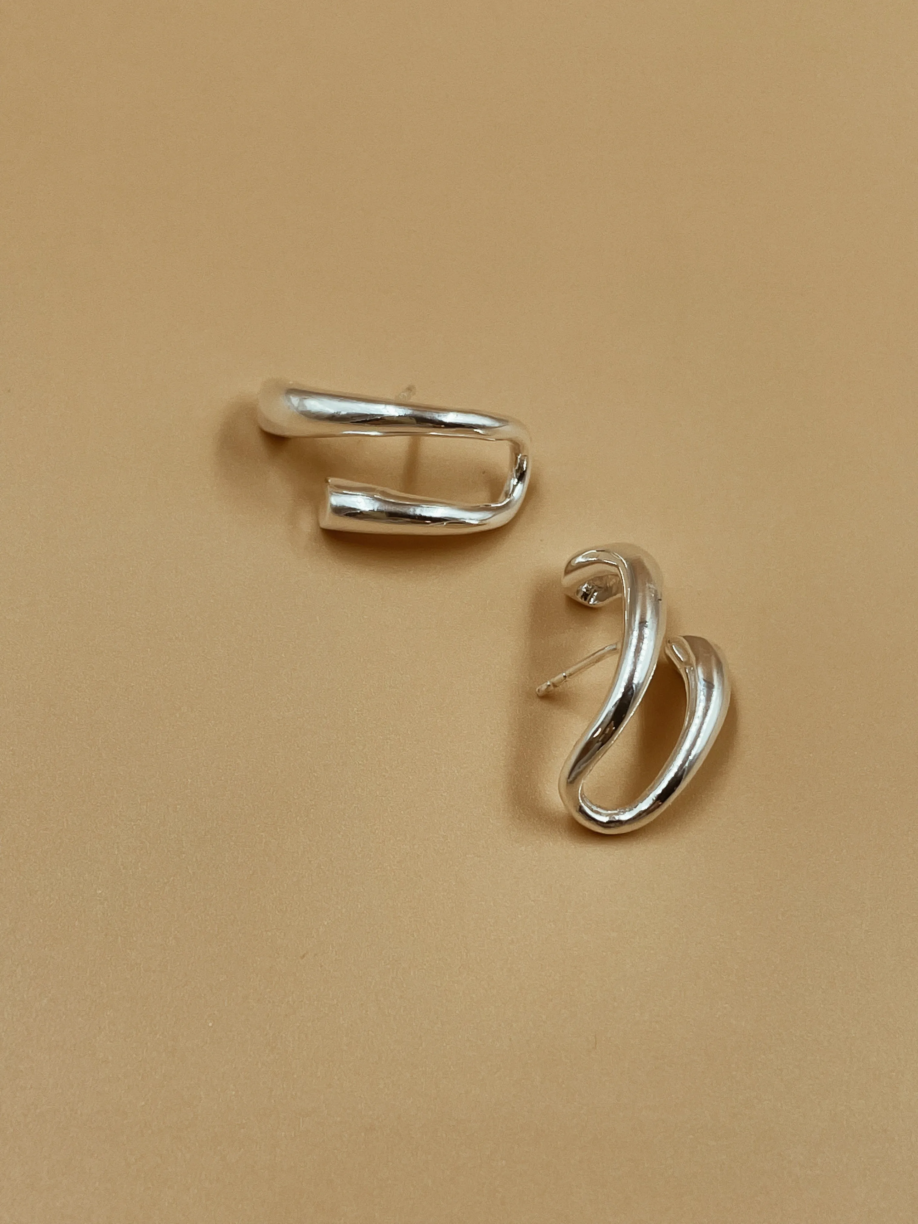 Louise Ear Wrap Studs in Silver Tone