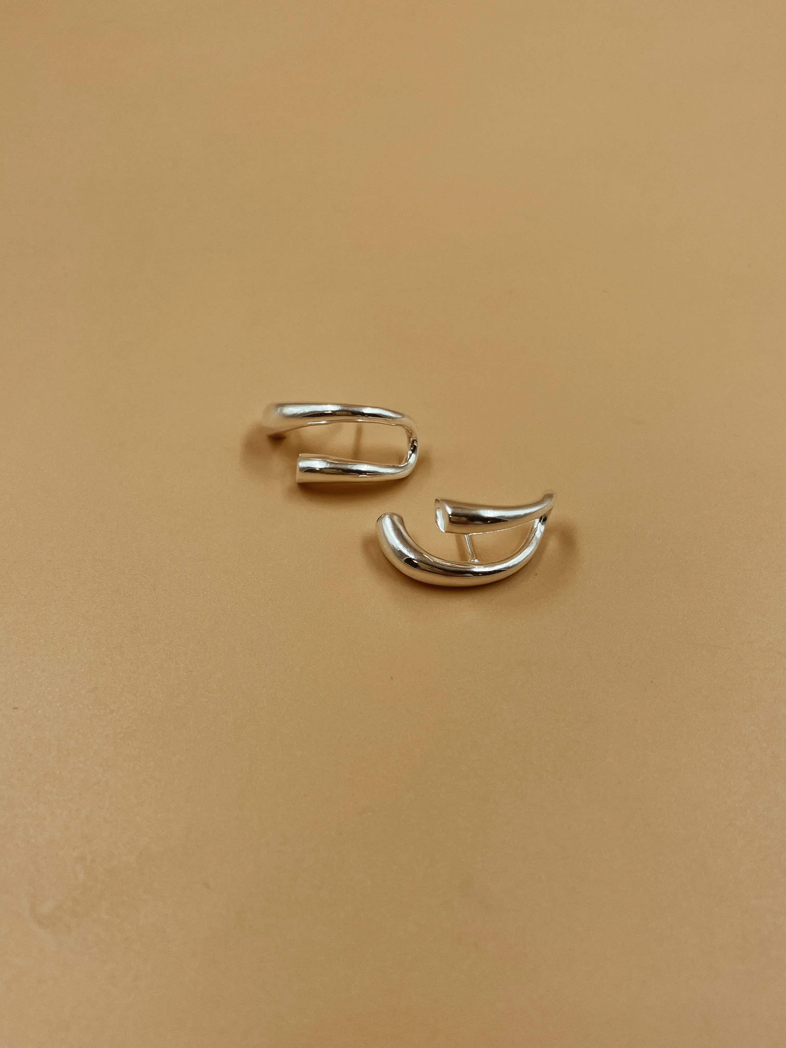 Louise Ear Wrap Studs in Silver Tone