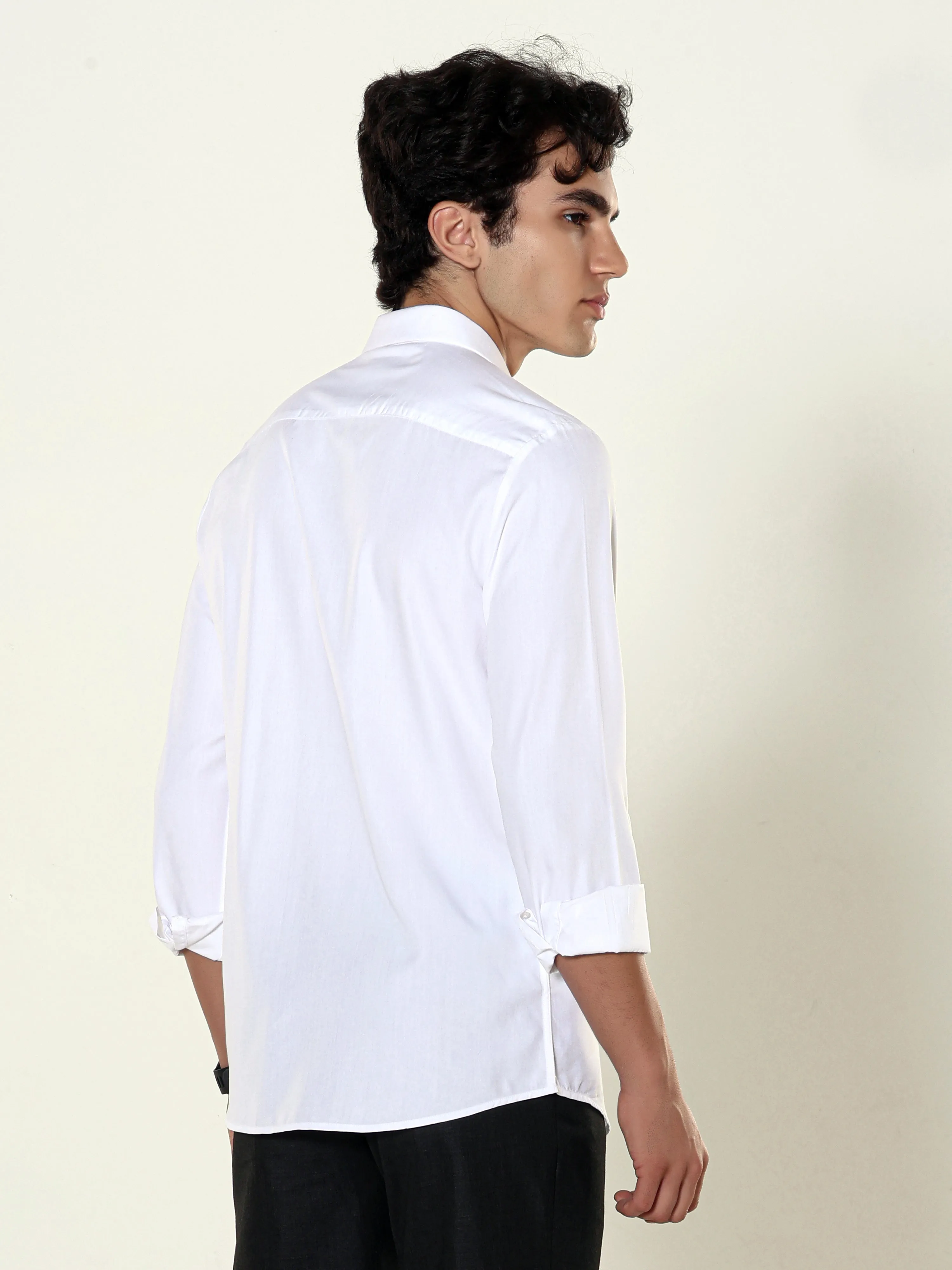 Lucent White Seamless Solid Shirt