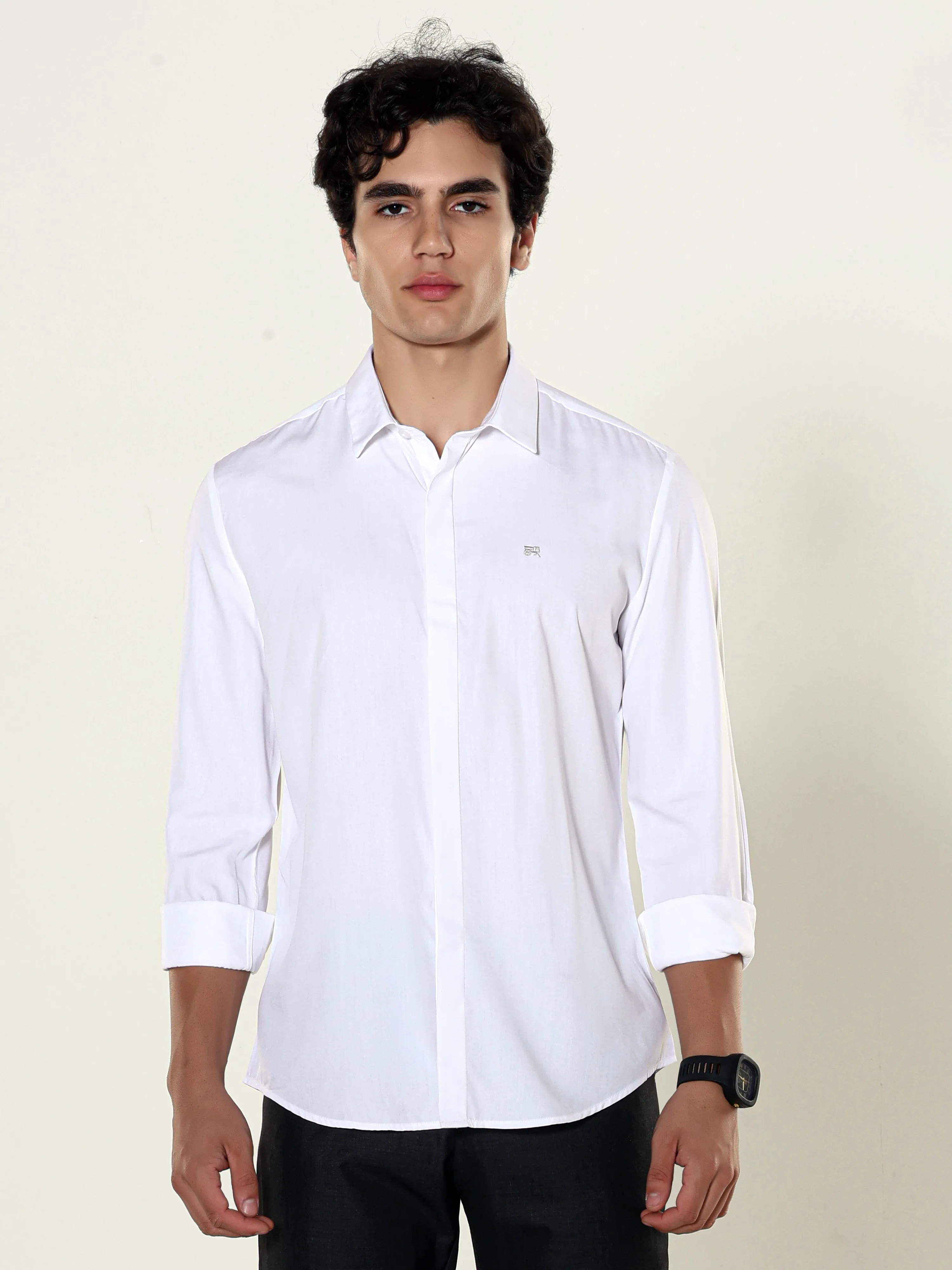 Lucent White Seamless Solid Shirt