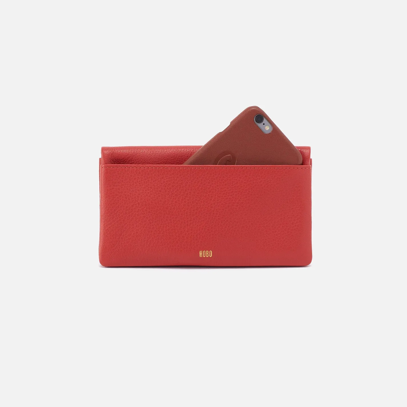 Lumen Continental Wallet In Pebbled Leather - Red Clay