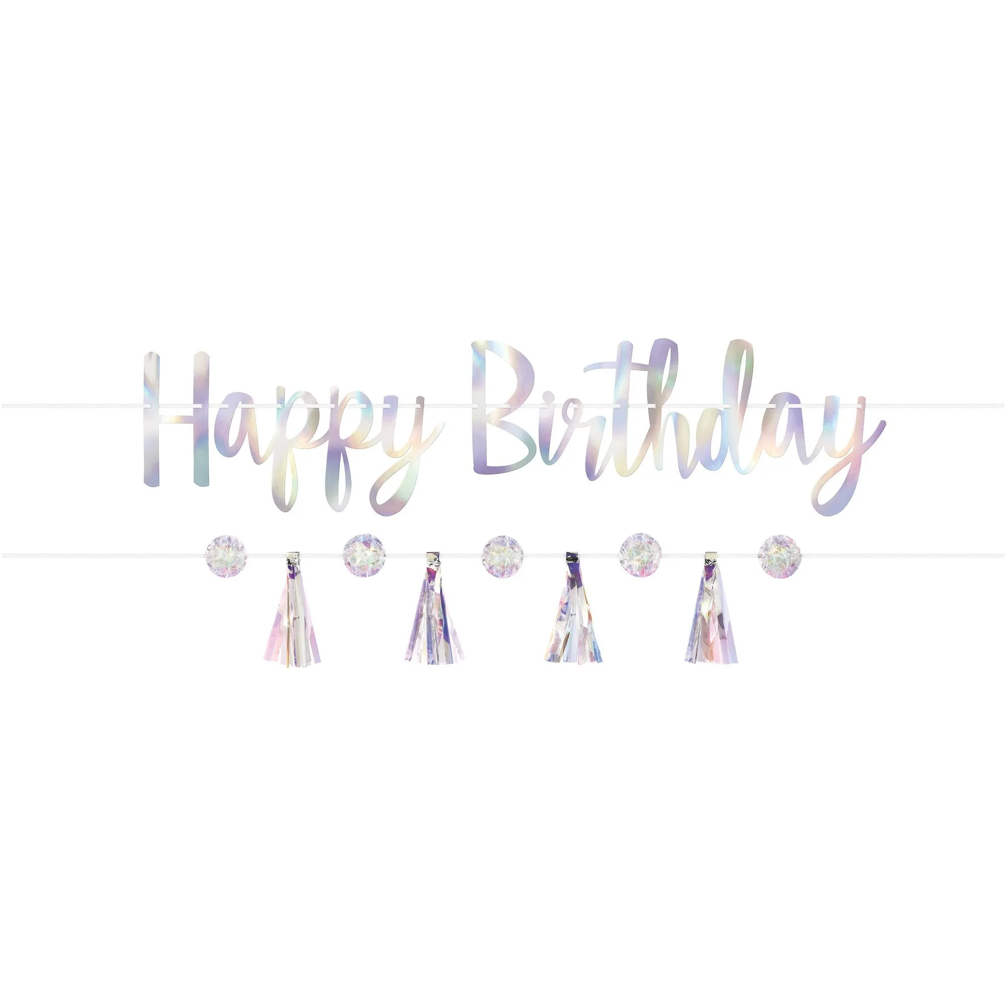 Luminous Birthday Iridescent Ribbon Banner Kit 2pk