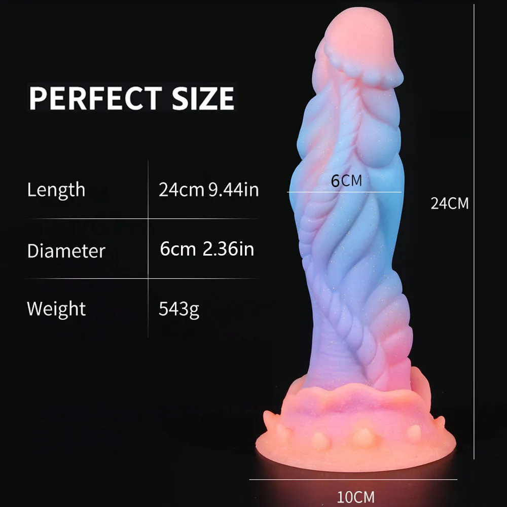 Luminous Dragon Dildo Butt Plug - Huge Monster Dildos Colourful Glowing Anal Sex Toy