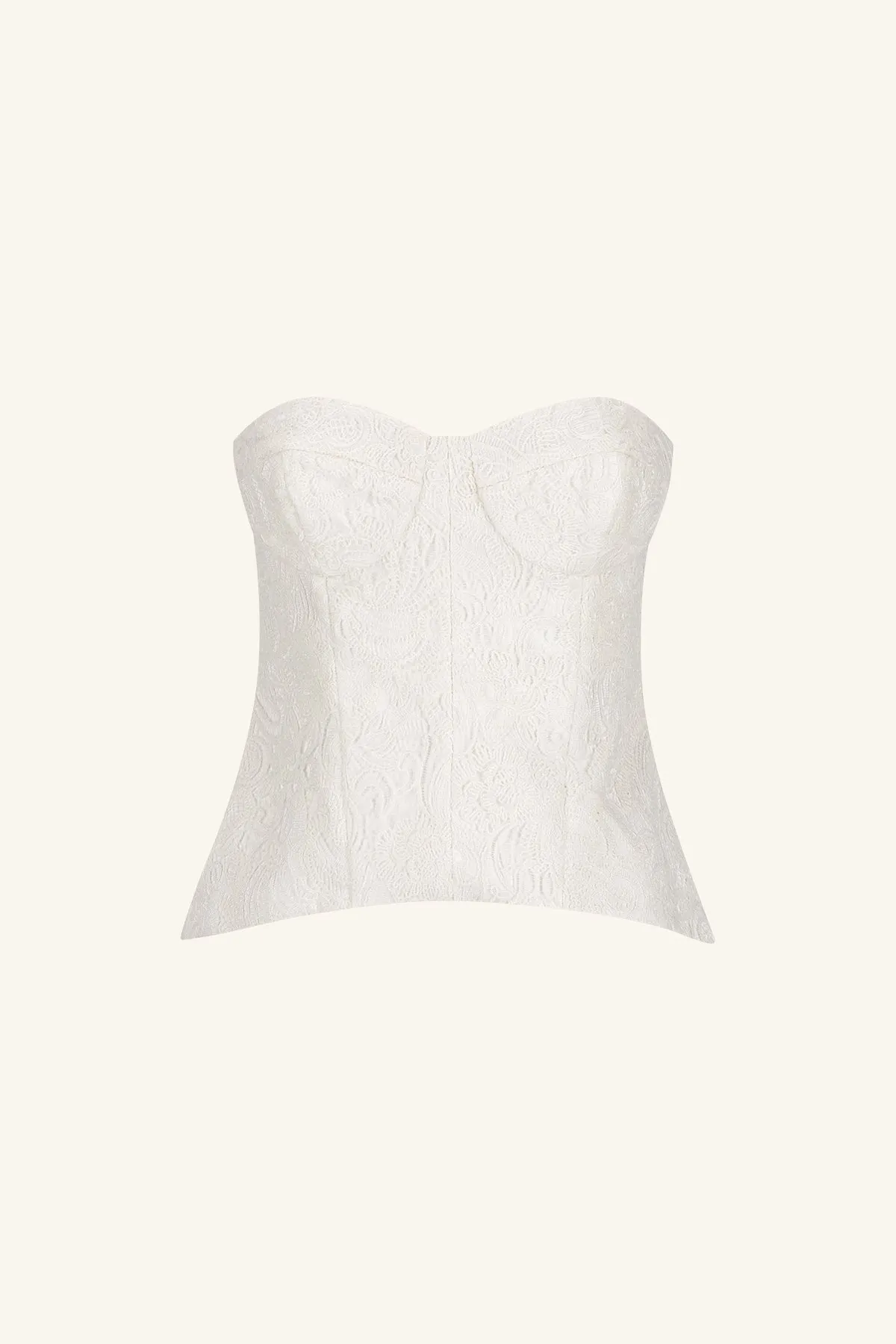 LUMINOUS LACE STRAPLESS BUSTIER - IVORY