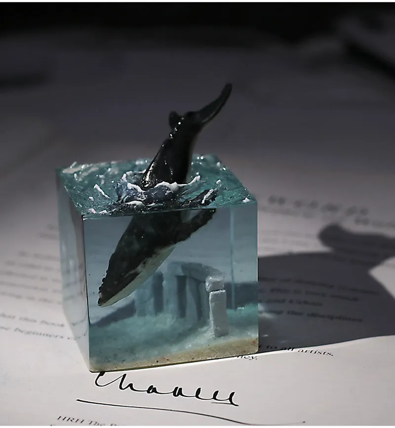 Luminous Ocean Whale Modern Resin Figurine