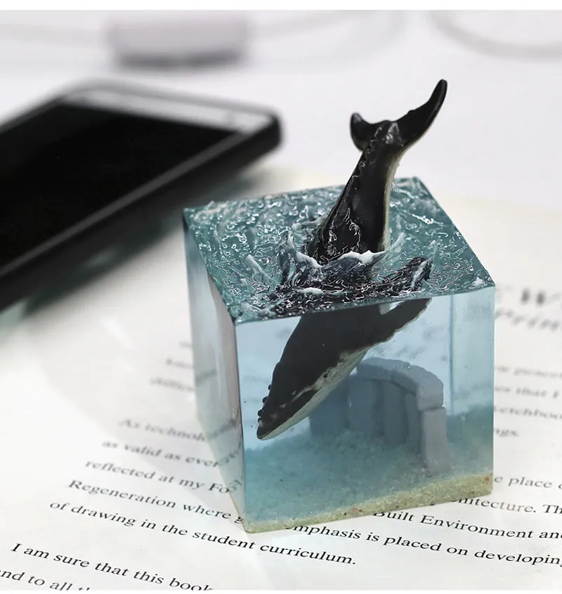 Luminous Ocean Whale Modern Resin Figurine