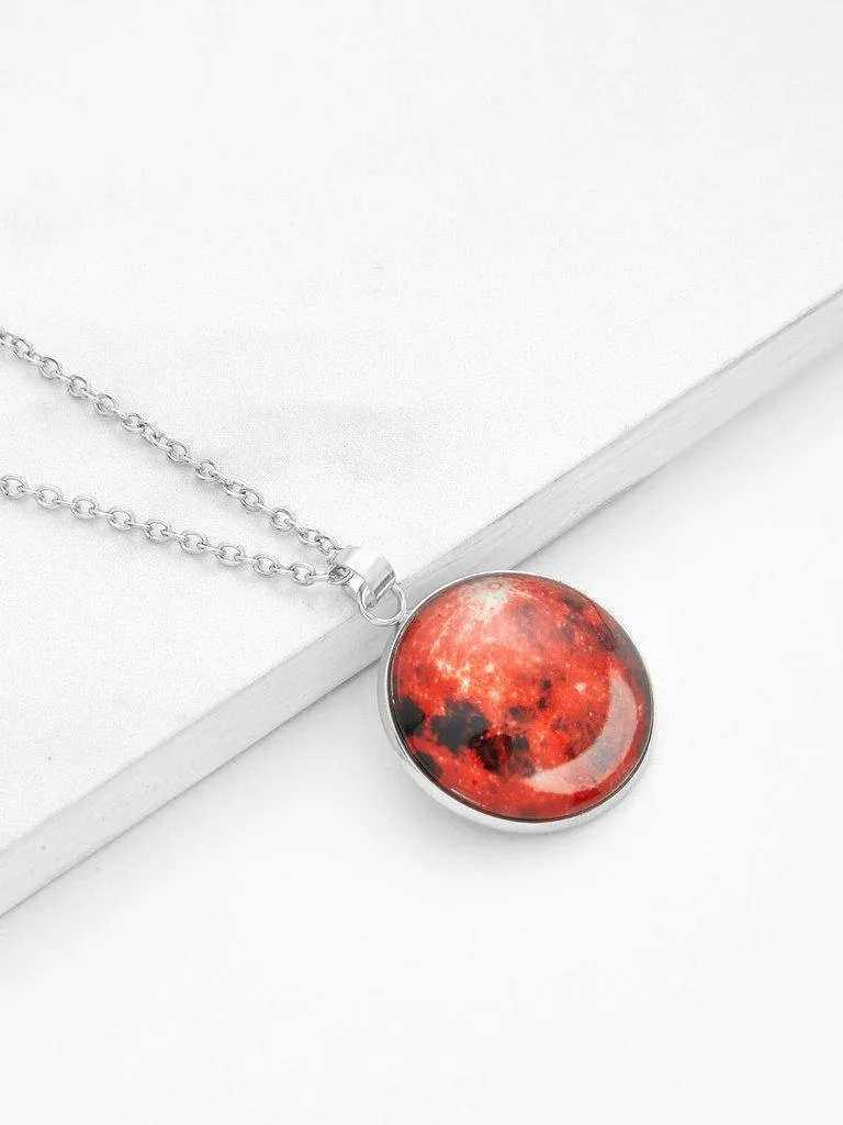 Luminous Round Pendant Link Necklace