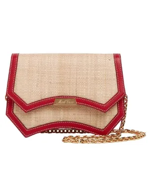 Madeline Evening Raffia and Leather Clutch