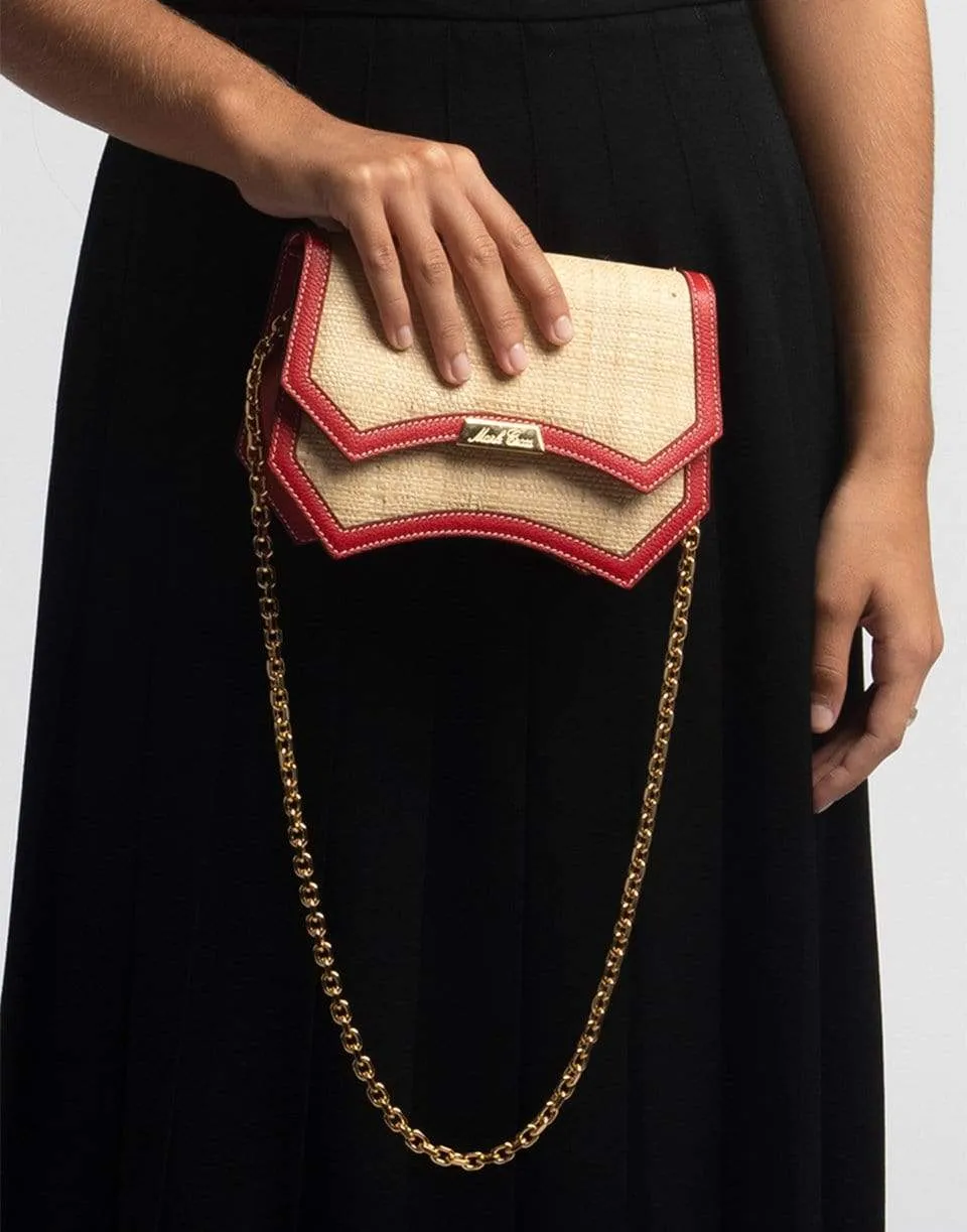 Madeline Evening Raffia and Leather Clutch