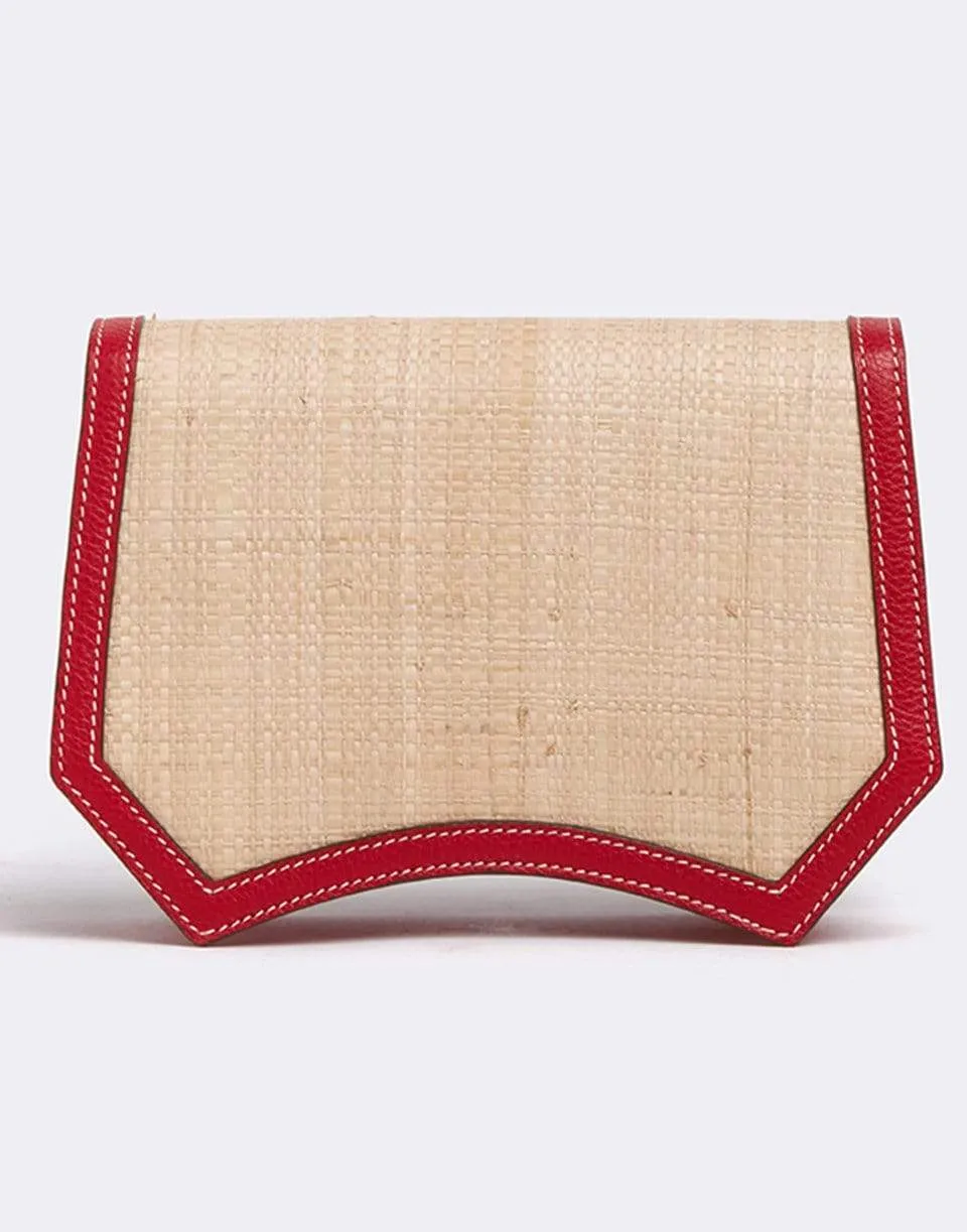 Madeline Evening Raffia and Leather Clutch