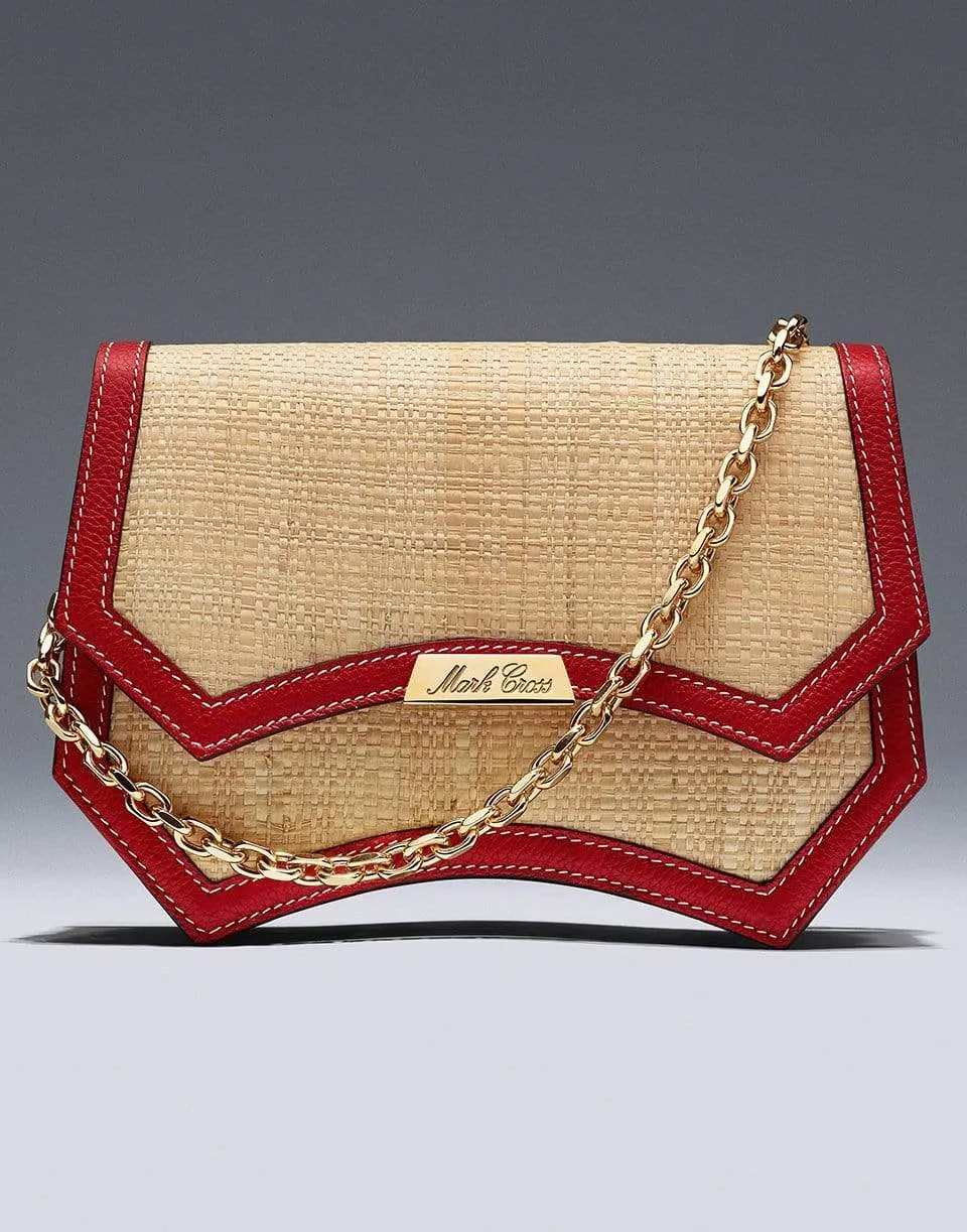 Madeline Evening Raffia and Leather Clutch