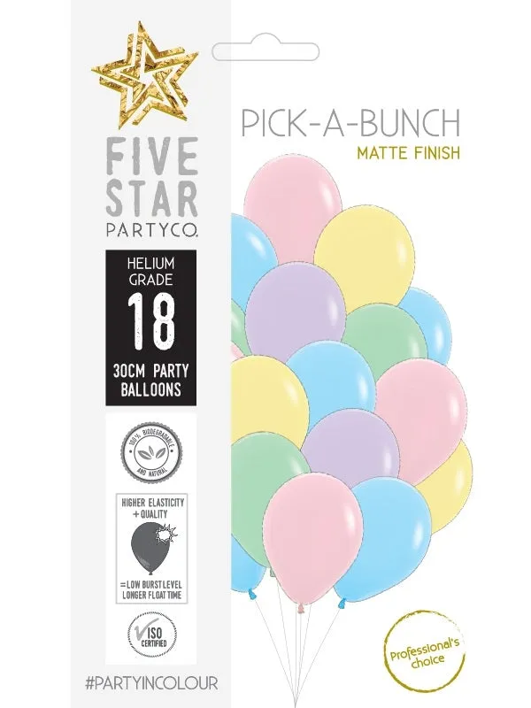 Matte Pastel Standard 30cm Balloons (Assorted 18 pack)