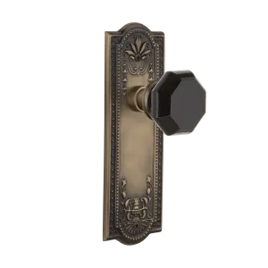 Meadows Long Plate with Black Waldorf Knob in Antique Brass