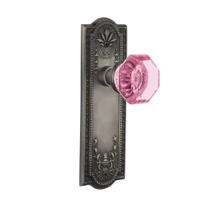 Meadows Long Plate with Pink Waldorf Knob in Antique Pewter