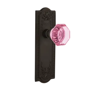 Meadows Long Plate with Pink Waldorf Knob in Oil-Rubbed Bronze