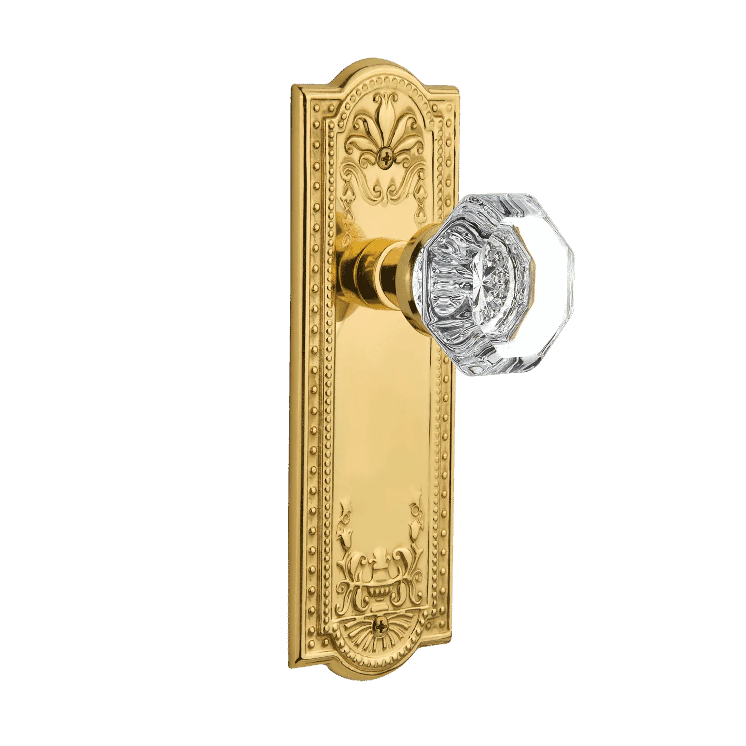 Meadows Long Plate with Waldorf Knob in Polished Brass