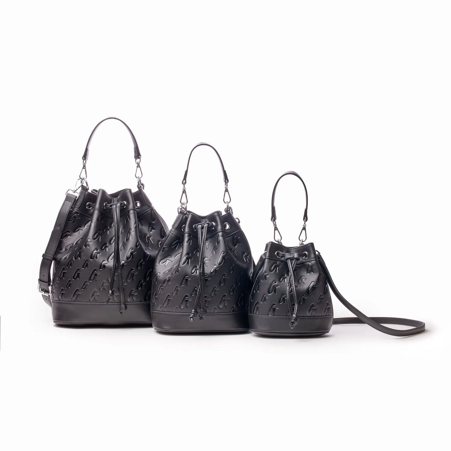 MEDIUM MONOGRAM BUCKET BAG - BLACK