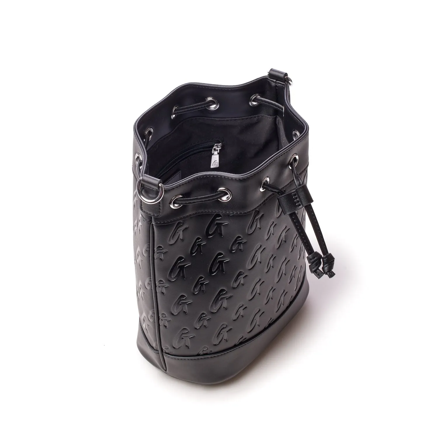 MEDIUM MONOGRAM BUCKET BAG - BLACK