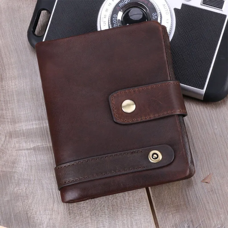 Men RFID Genuine Leather Anti-theft Multi-card Slots Retro Coin Wallet Foldable Card Holder Wallet