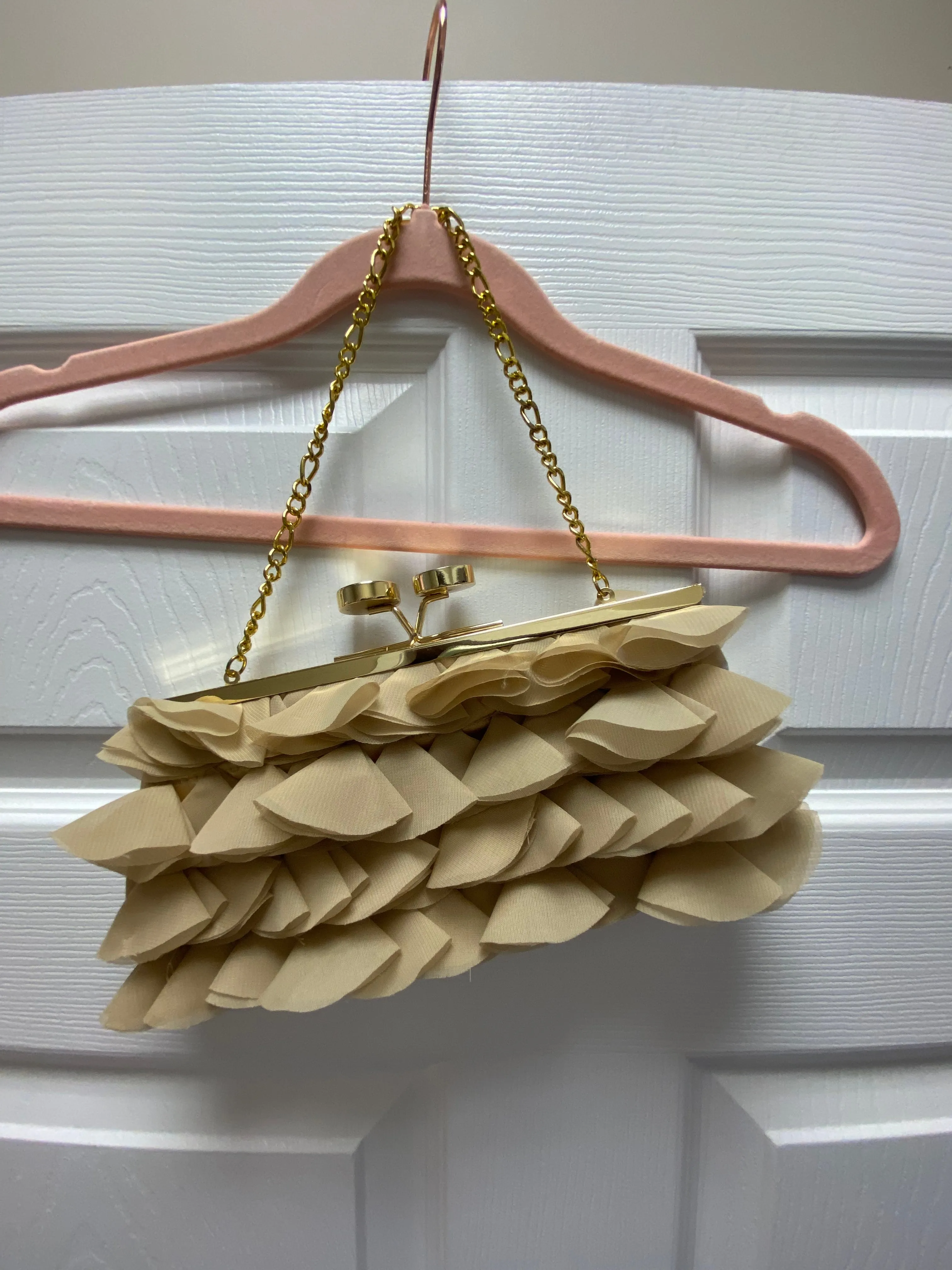 Menbur Gold Ruffle Clutch Evening Bag