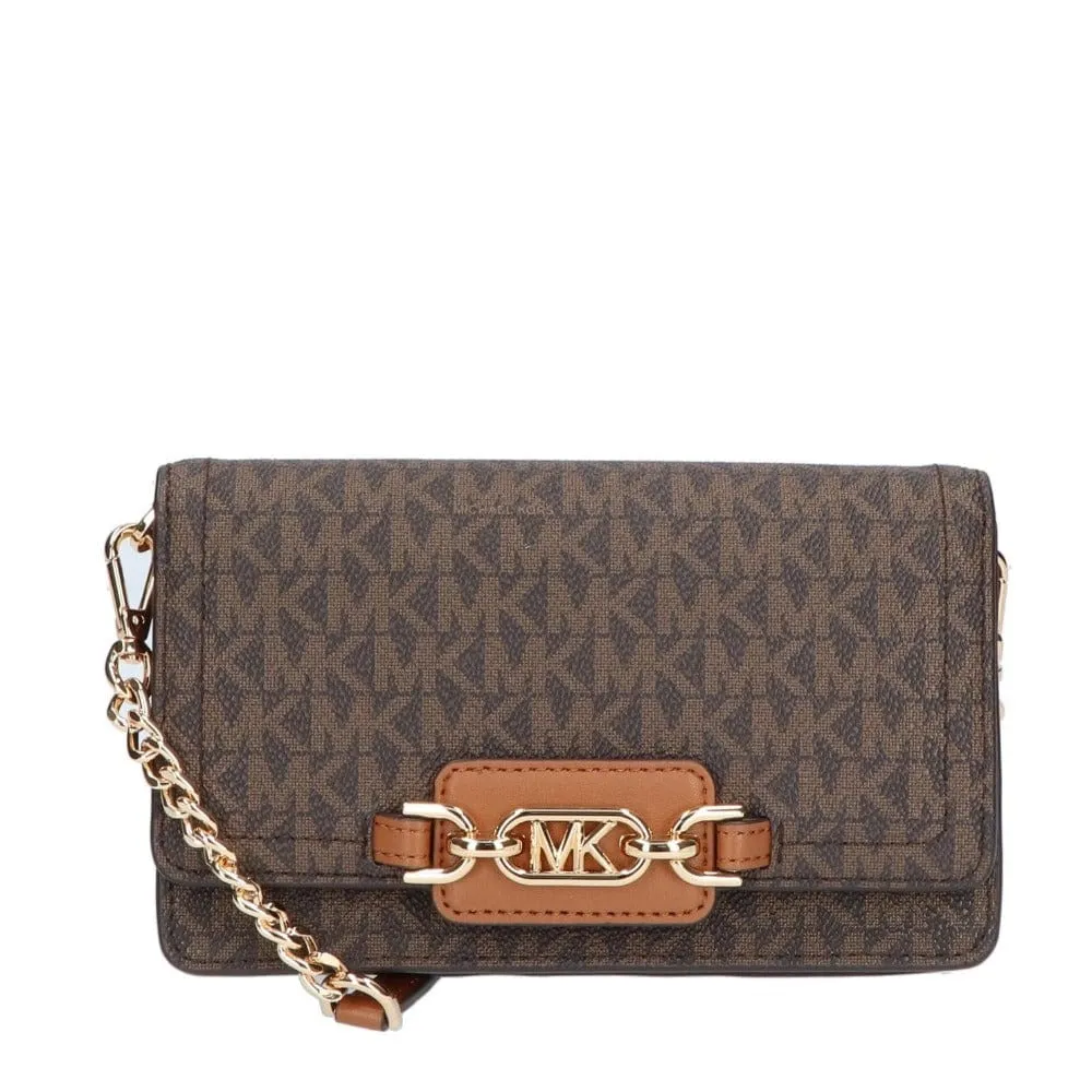 Michael Kors Heather Phone Chain Crossbody Bag In Brown