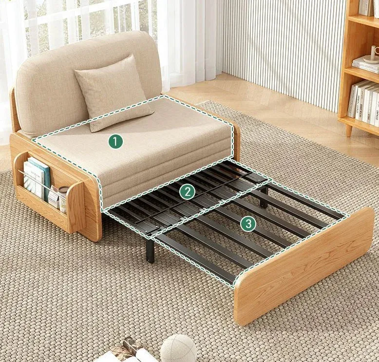 Minimalist Foldable Wooden Japanese Lazy Sofa Bed