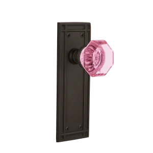 Mission Long Plate with Pink Waldorf Knob in Oil-Rubbed Bronze