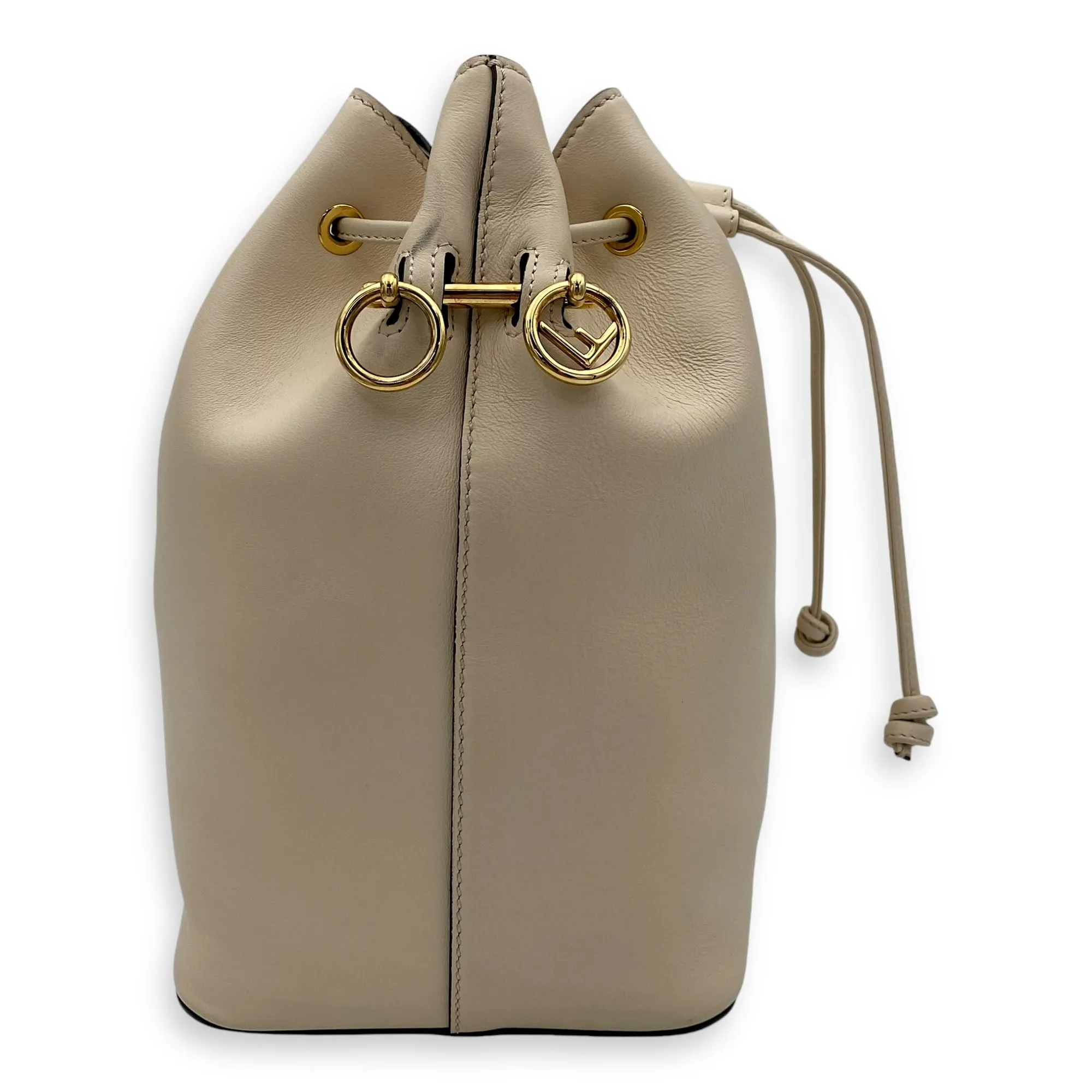 Mon Tresor NA Bucket Bag White in Calfskin, Gold