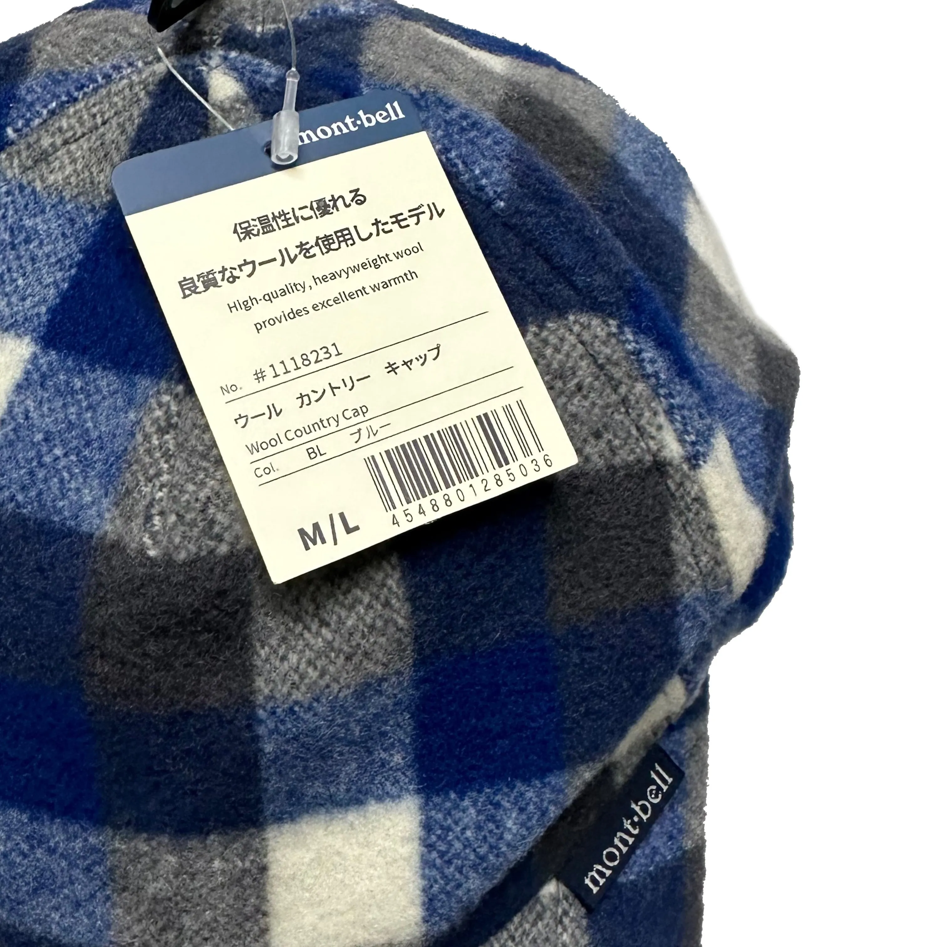 Montbell Wool Check Cap In Blue ( M/L )