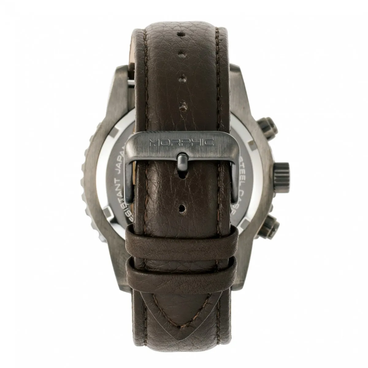 Morphic M67 Series Chronograph Leather-Band Watch w/Date - Gunmetal/Brown