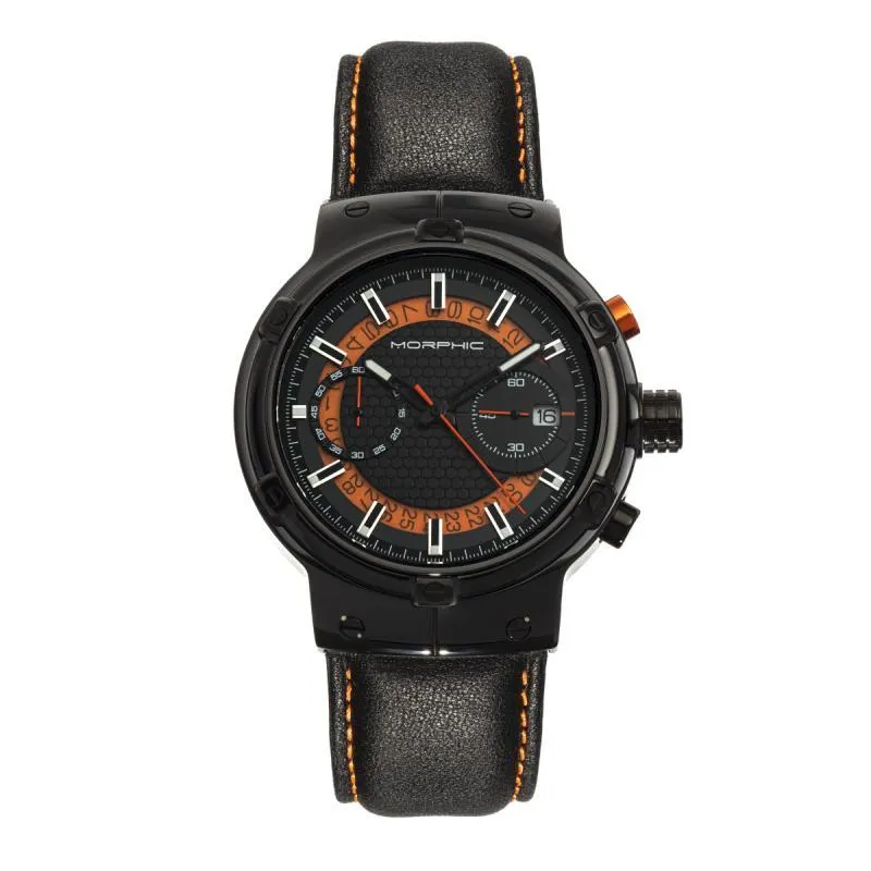 Morphic M91 Series Chronograph Leather-Band Watch w/Date