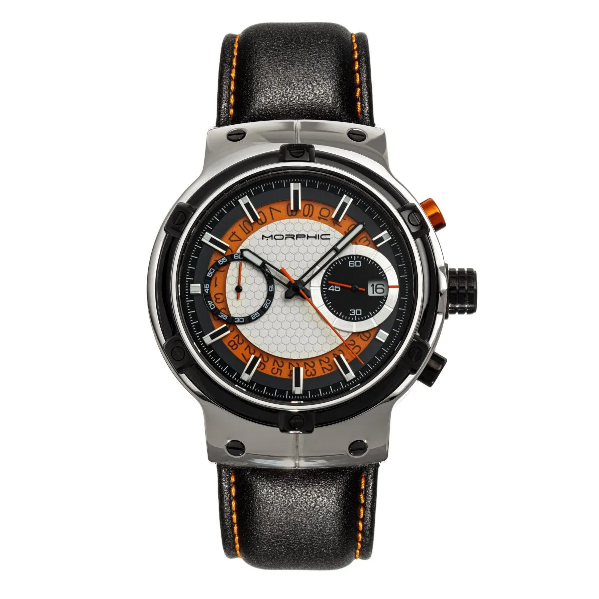 Morphic M91 Series Chronograph Leather-Band Watch w/Date