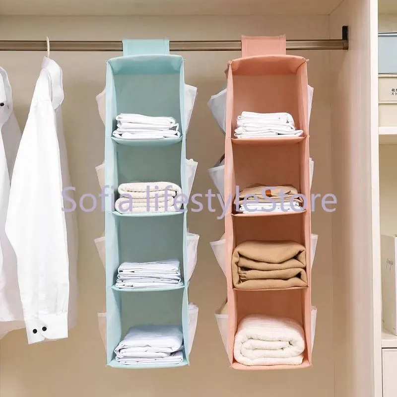 Multi-Layer Hanging Storage Bag Wardrobe Clothes Organizer . Garment organizer