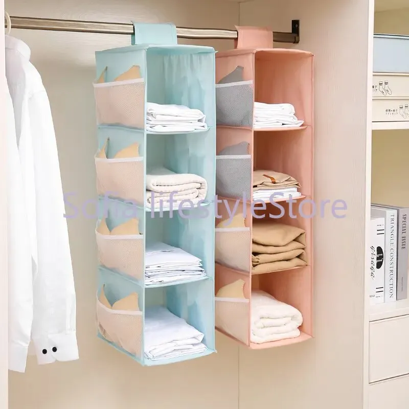 Multi-Layer Hanging Storage Bag Wardrobe Clothes Organizer . Garment organizer