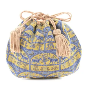 Nishijin-ori Small Drawstring Bag - Bull -,  Made in Kyoto, Japan,  Japanese traditional craft purse