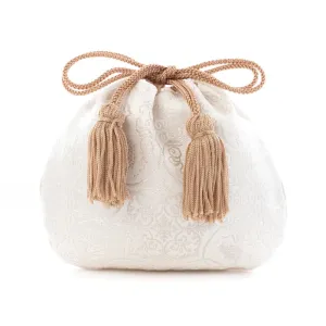 Nishijin-ori Small Drawstring Bag - Grapevine / White Silver -,  Made in Kyoto, Japan,  Japanese traditional craft purse