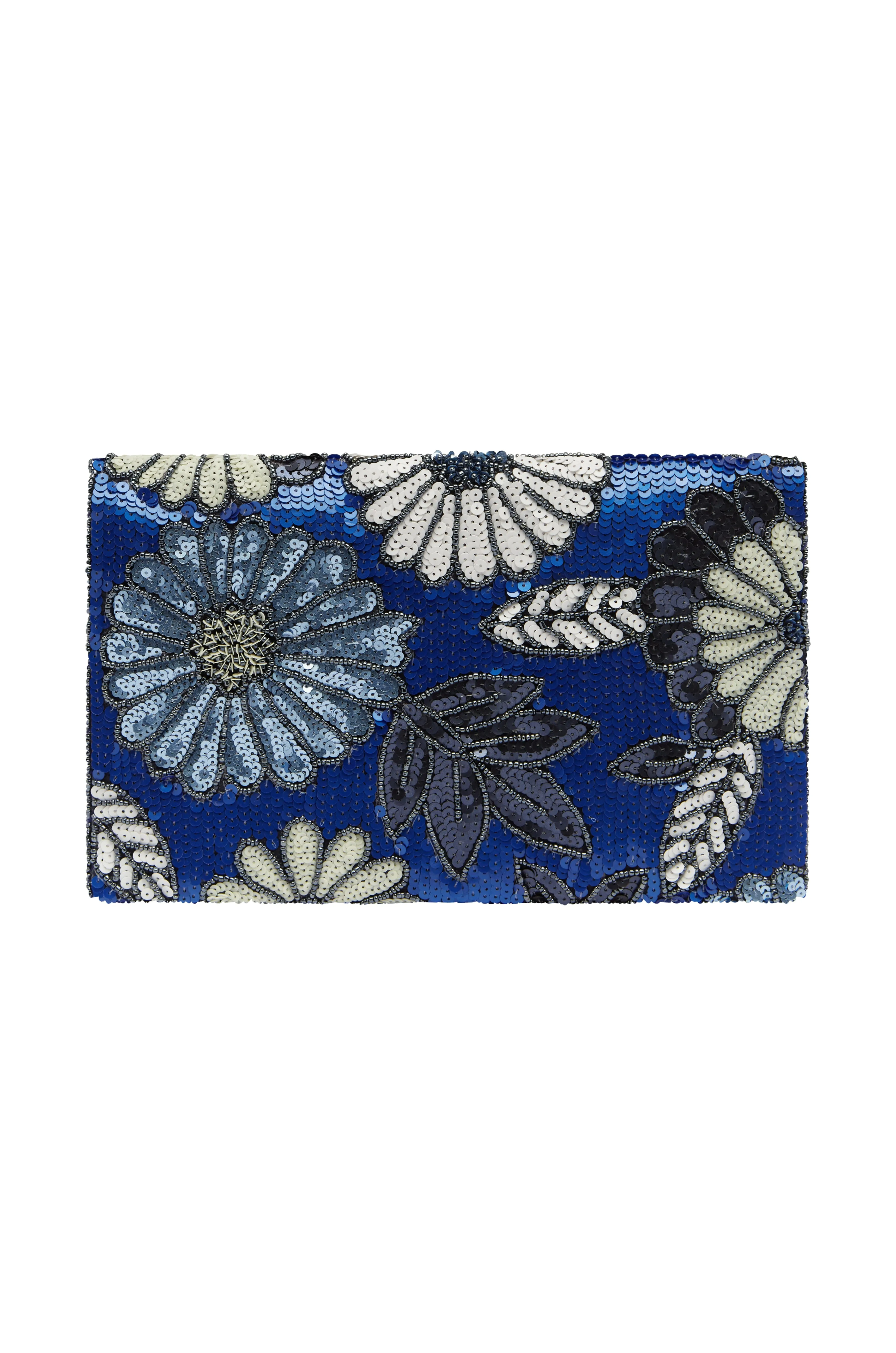 Nova Sequinned Clutch Bag Cobalt