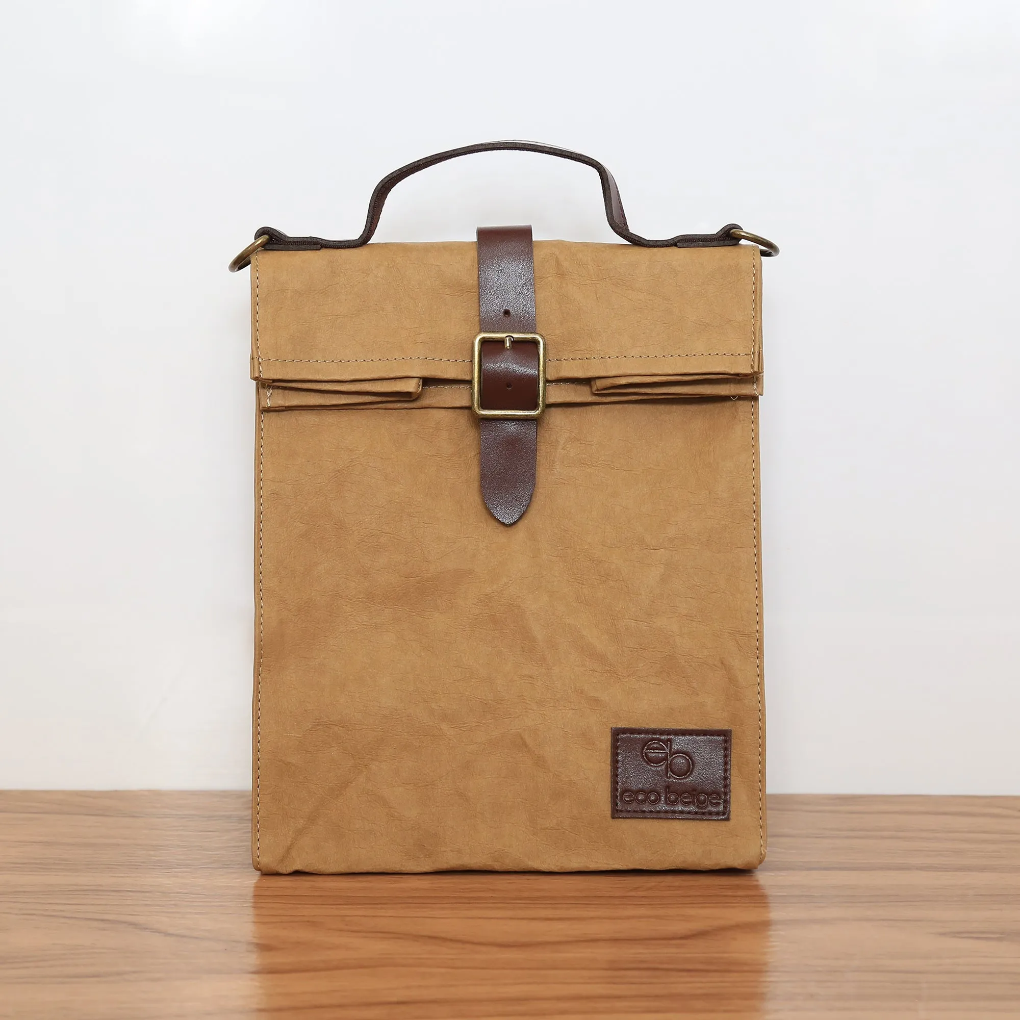 Paper Leather Retro Messenger Lunch Bag