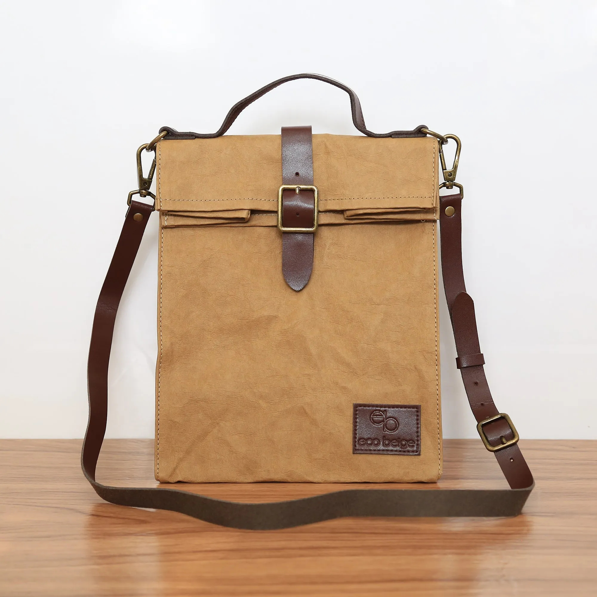 Paper Leather Retro Messenger Lunch Bag