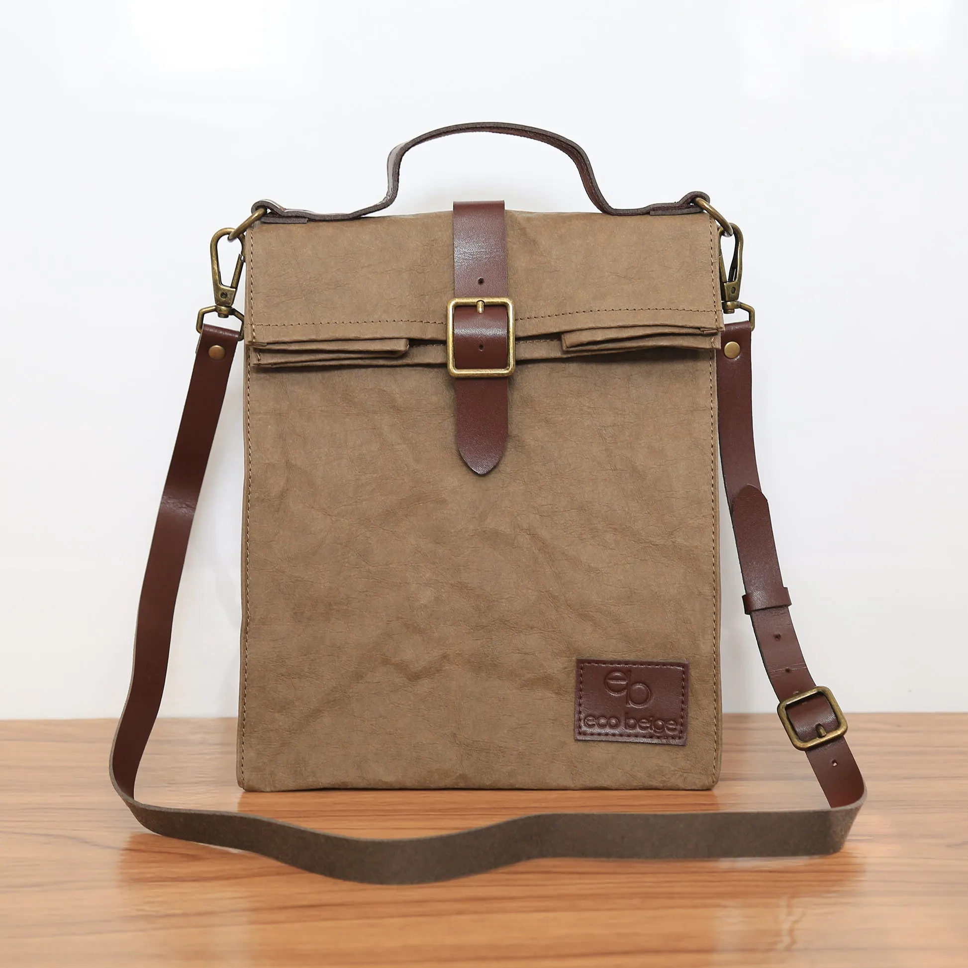 Paper Leather Retro Messenger Lunch Bag