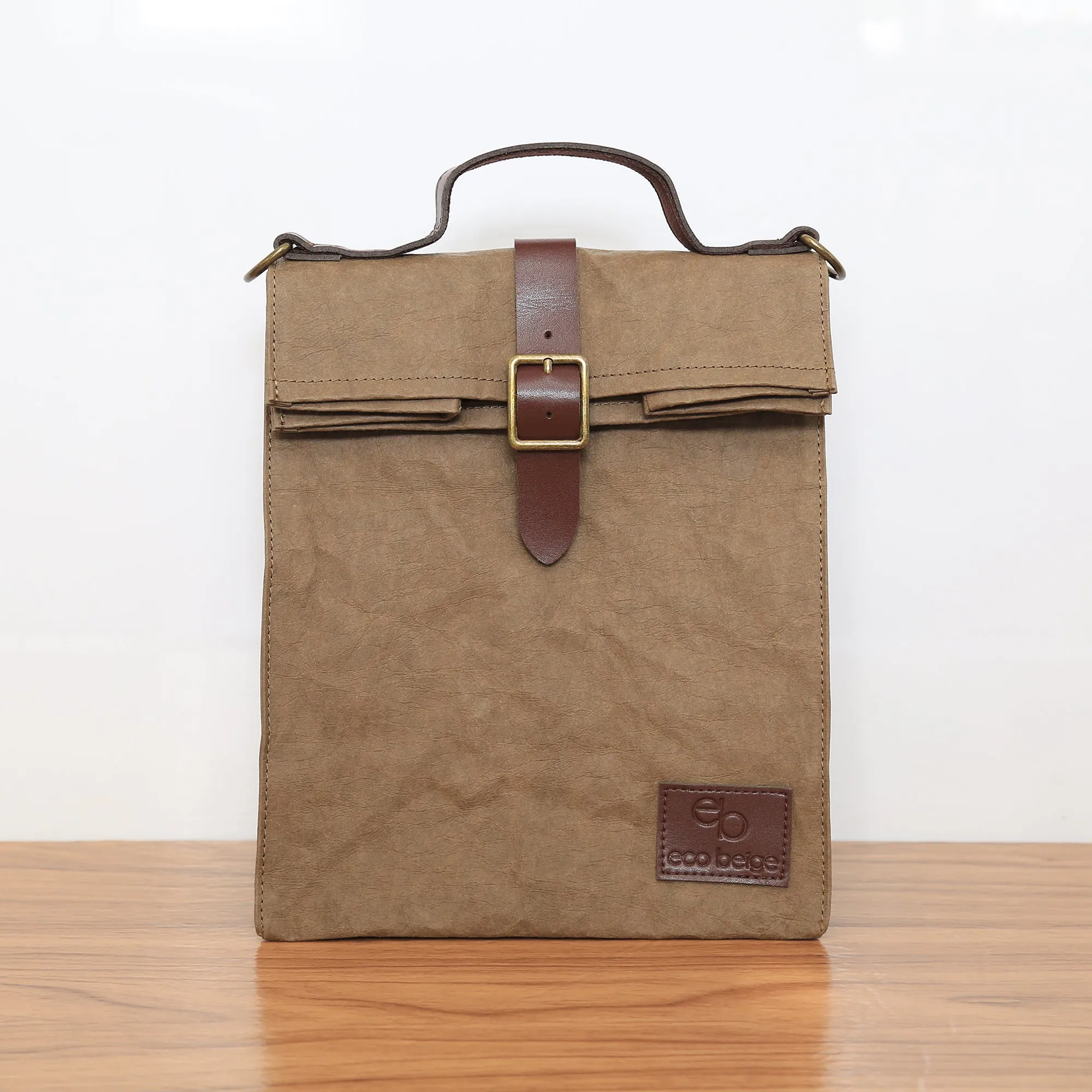 Paper Leather Retro Messenger Lunch Bag