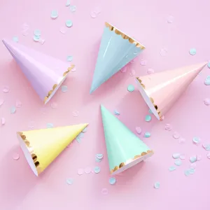 Pastel and Gold Luxury Party Hats x 6