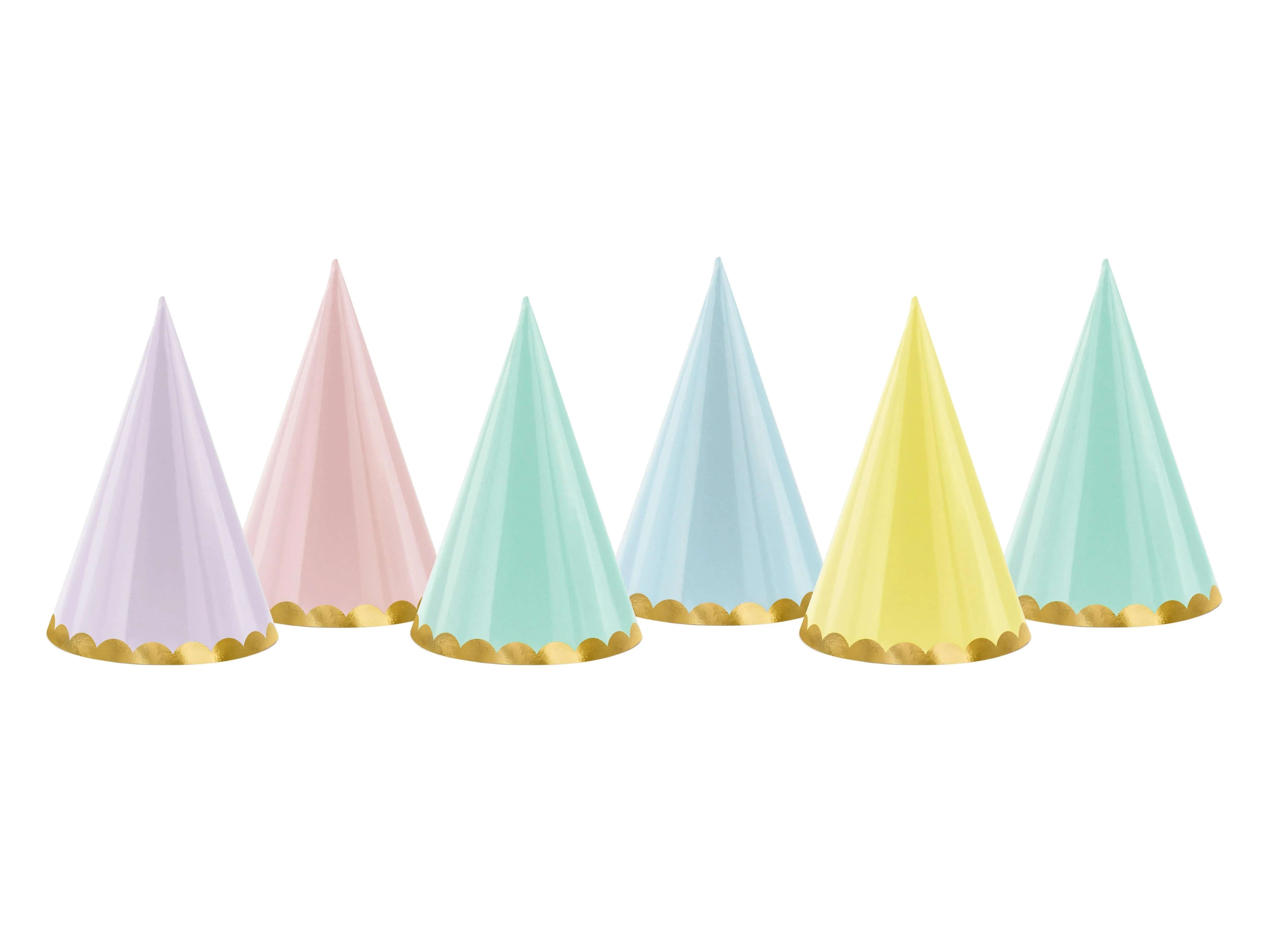 Pastel and Gold Luxury Party Hats x 6