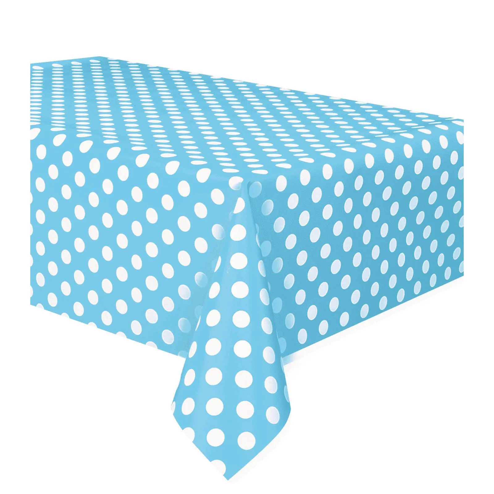 Pastel Blue Dotty Plastic Rectangle Tablecover 137cm x 274cm