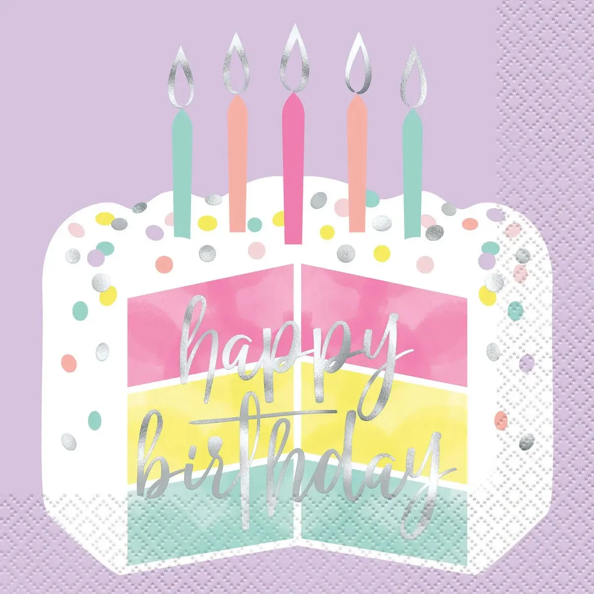 Pastel Happy Birthday Cake Napkins - Lunch 16 Pkt