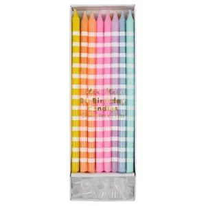 Pastel Party Candles, Set of 24 Meri Meri Tall Birthday Candles in Pink, Lavender, Orange, Blue, and Yellow