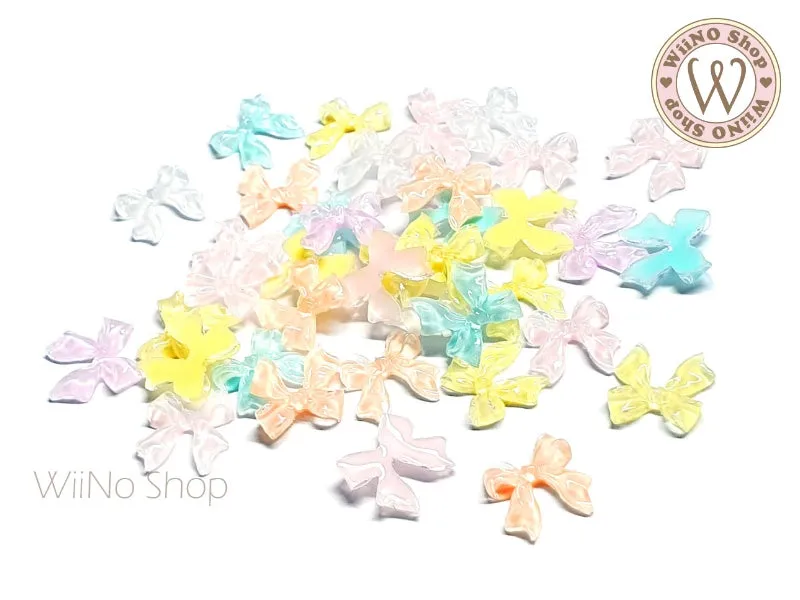 Pastel Ribbon Bow Mix Color Nail Art Decorations - 10 pcs