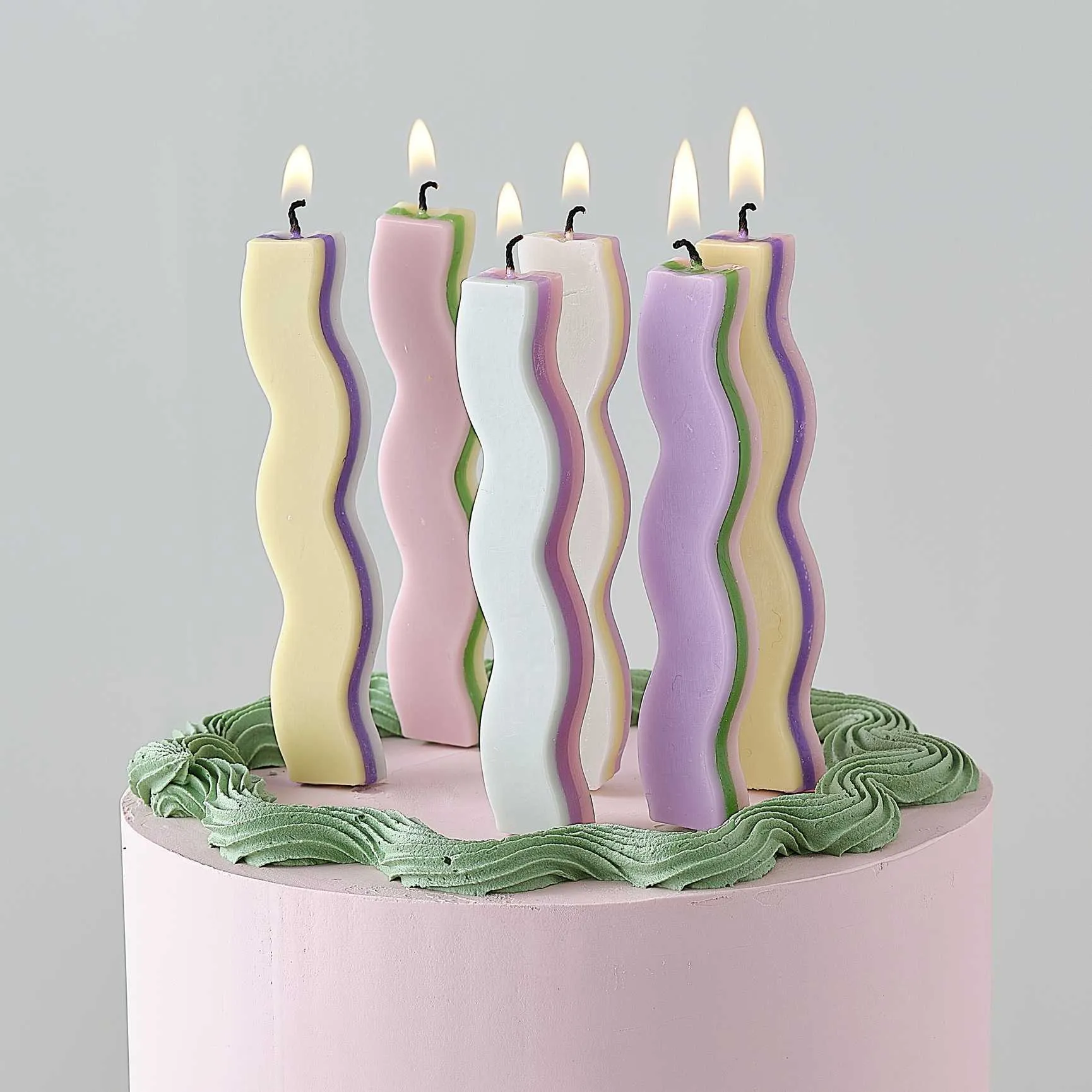 Pastel Wave Birthday Cake Candles x 6