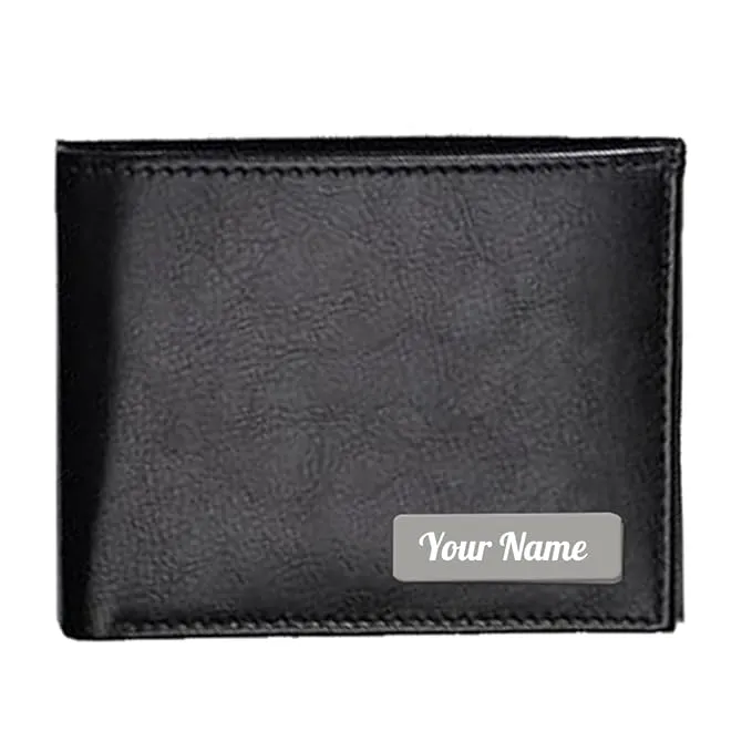 Personalized Leather Wallet with Name - Black